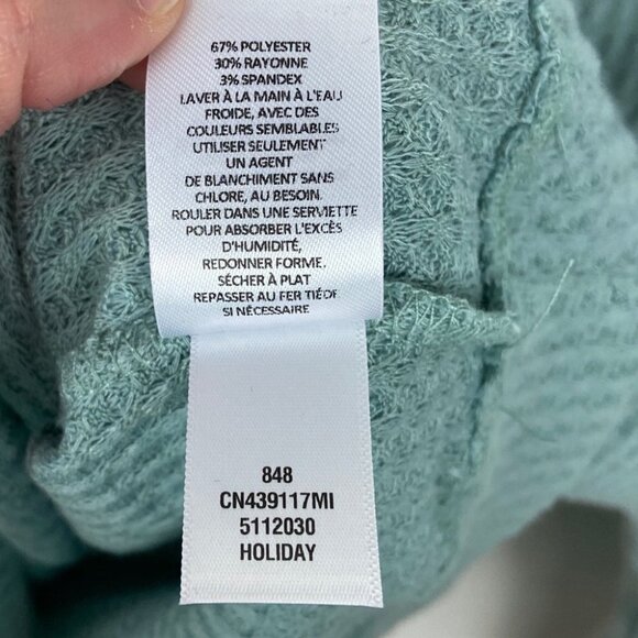 NWT Nordstrom Dolman Sleeve Waffle Knit Thermal Sweater Green Size XS Caslon Top - Picture 5 of 10